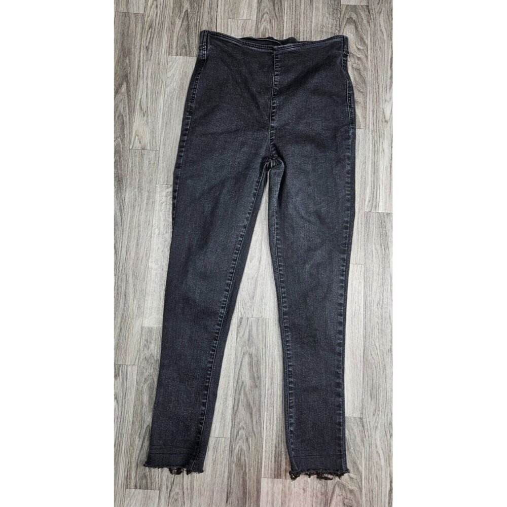 Free People Womens Size 29 Fringe Hem Pull On Black Grey Denim Jeans